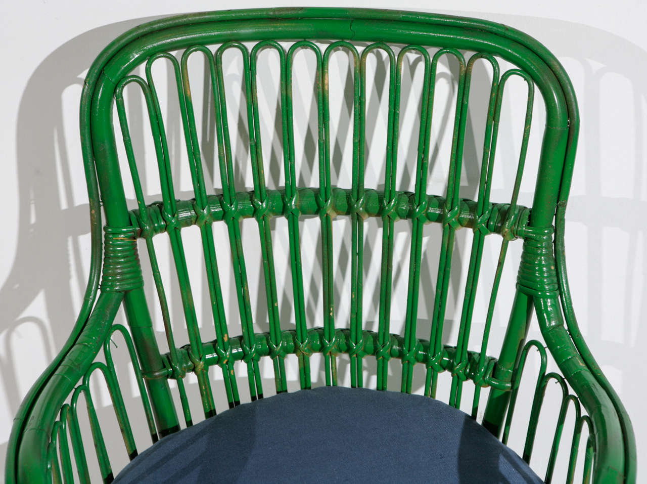 American Green Wicker Armchair in the style of Gio Ponti and Lio Carminati | Small