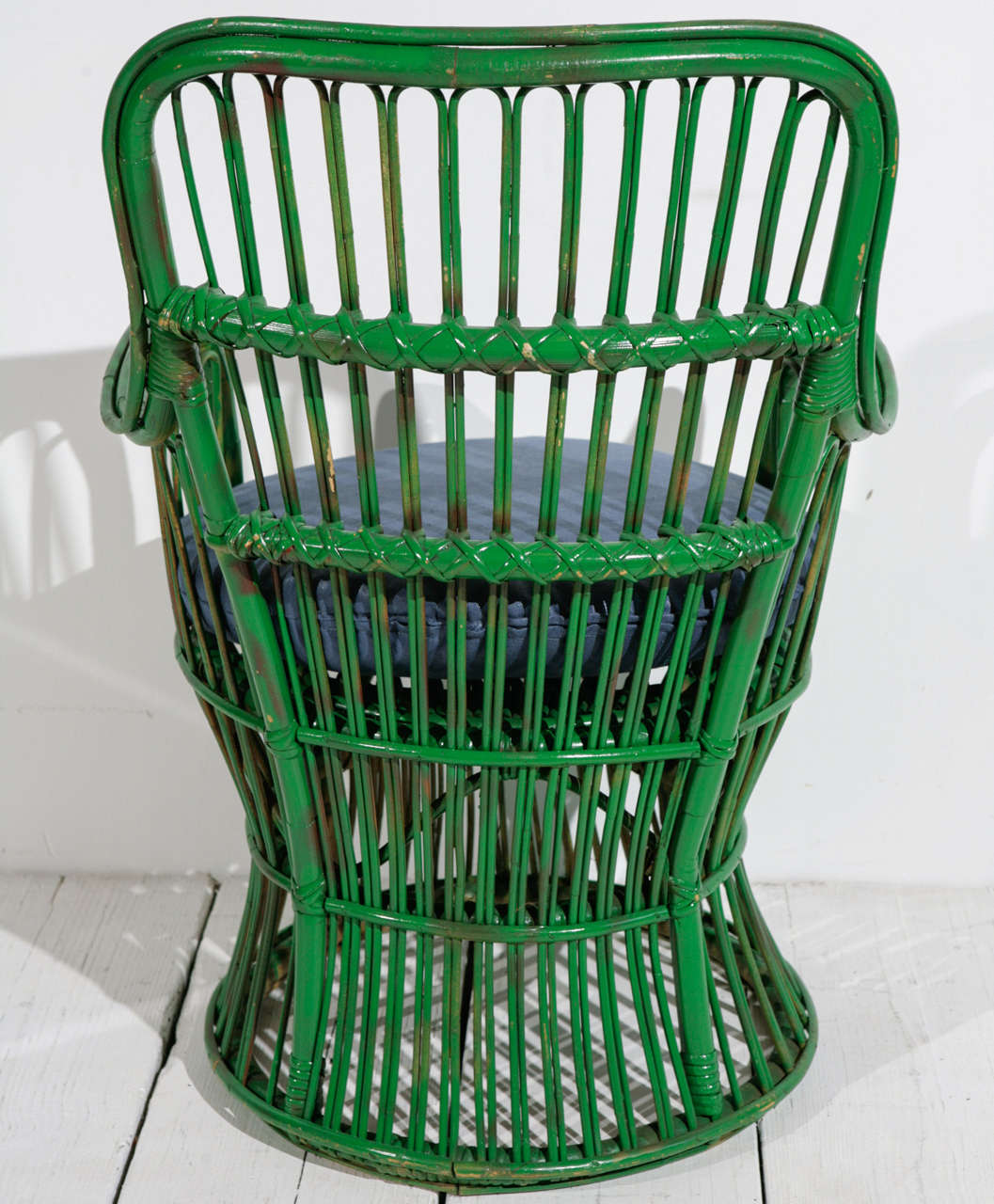 Green Wicker Armchair in the style of Gio Ponti and Lio Carminati | Small 1