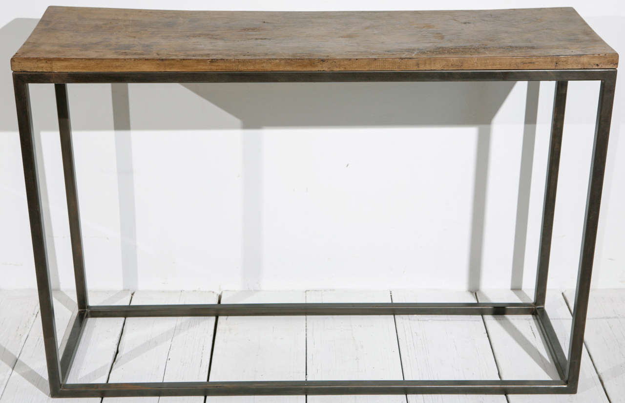 Antique Wood and Metal Console
