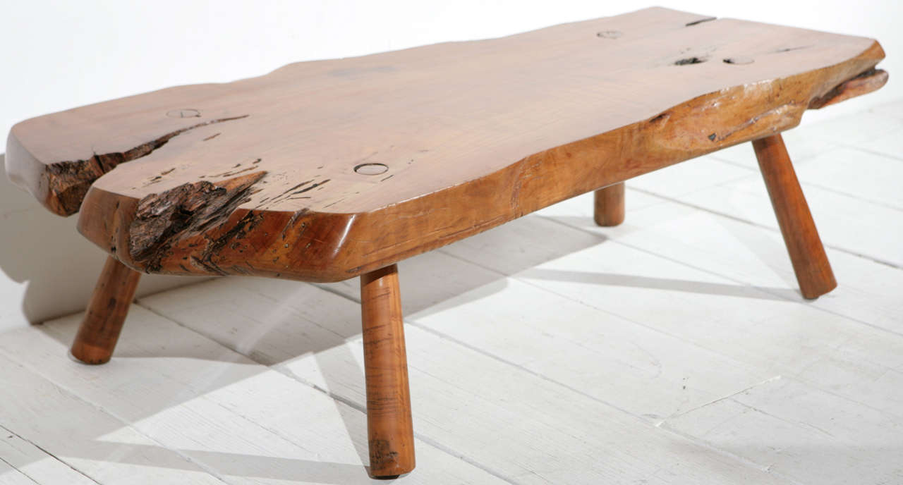 Live Edge Redwood Coffee Table With Peg Legs