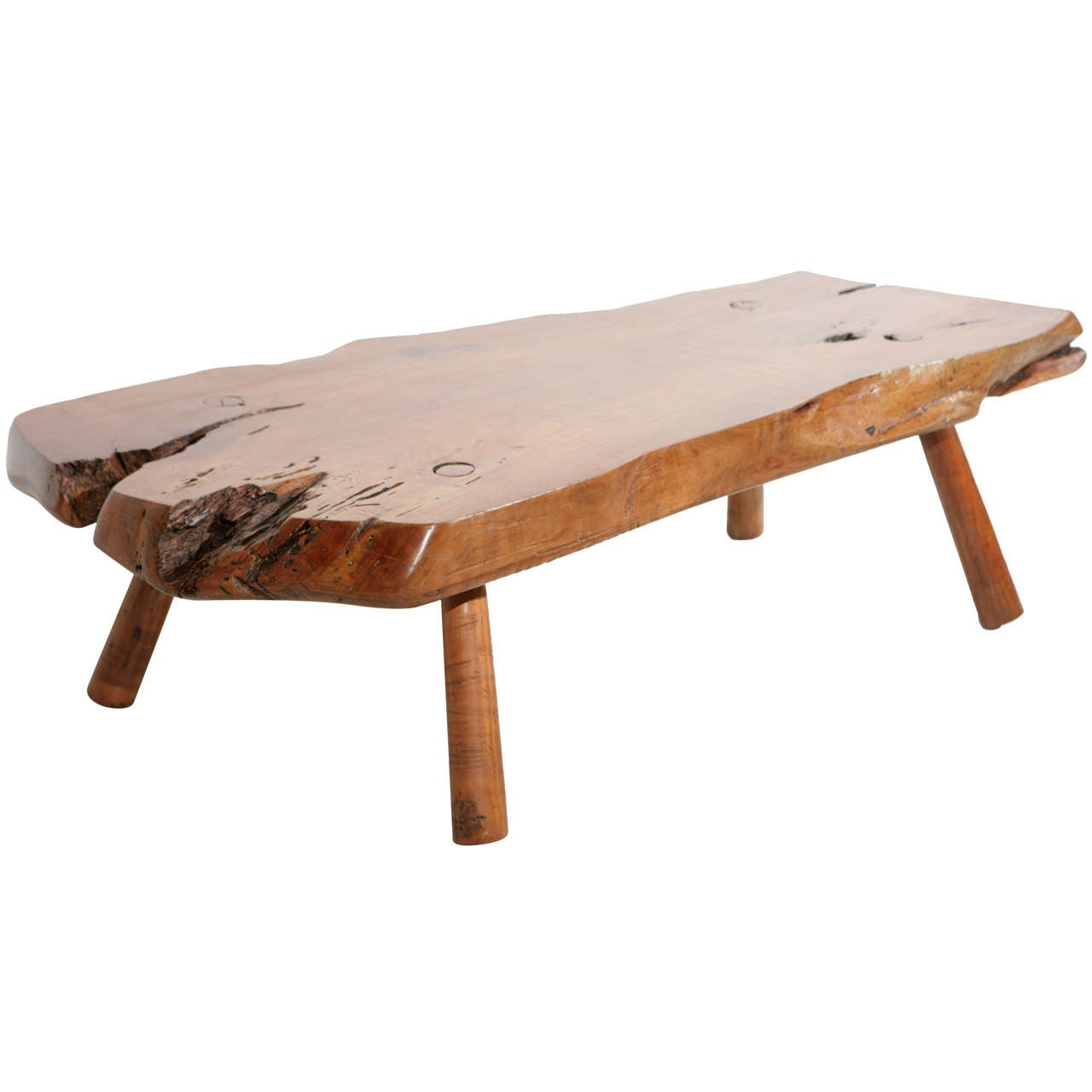 Live Edge Redwood Coffee Table With Peg Legs At 1stdibs