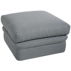 Blue / Grey Upholstered Vintage Square Ottoman