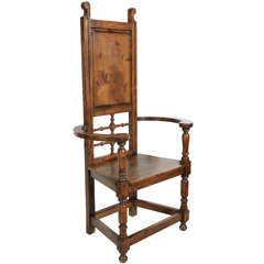 High Back Pine Throne Dining Arm Chair