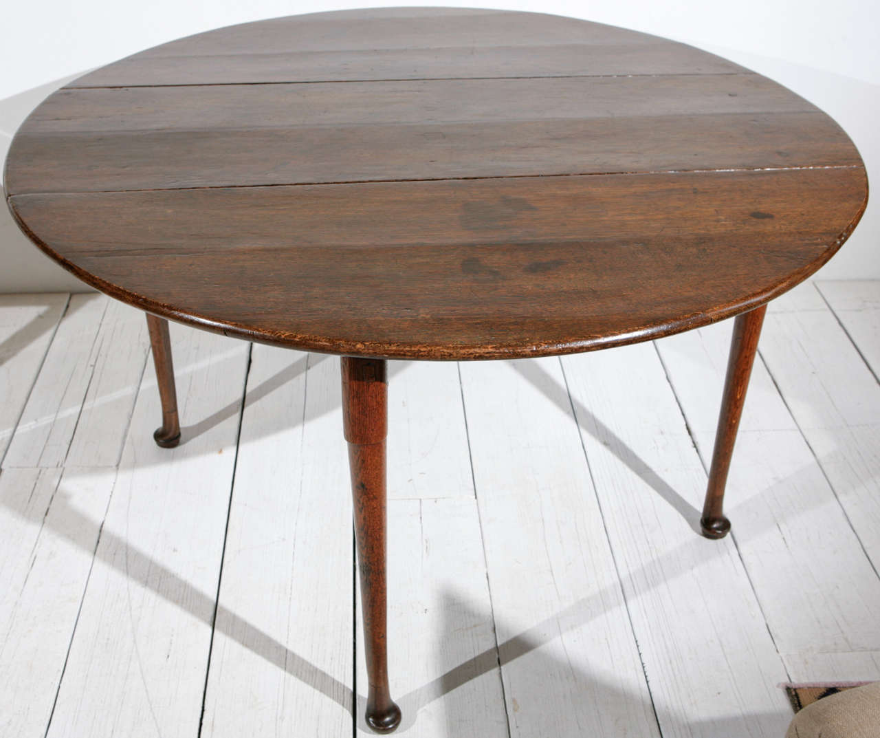 Queen Anne Walnut Drop Leaf Round Dining Table and Console at 1stDibs