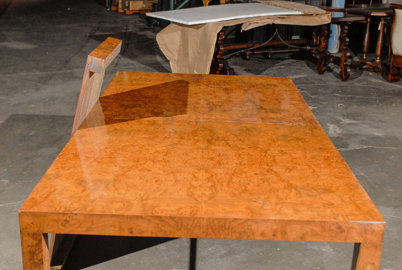 Midcentury Burl Wood Dining Table with Leaf 5