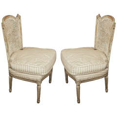 Pair of Early 20th c Louis XVI style Jansen Boudoir Chairs