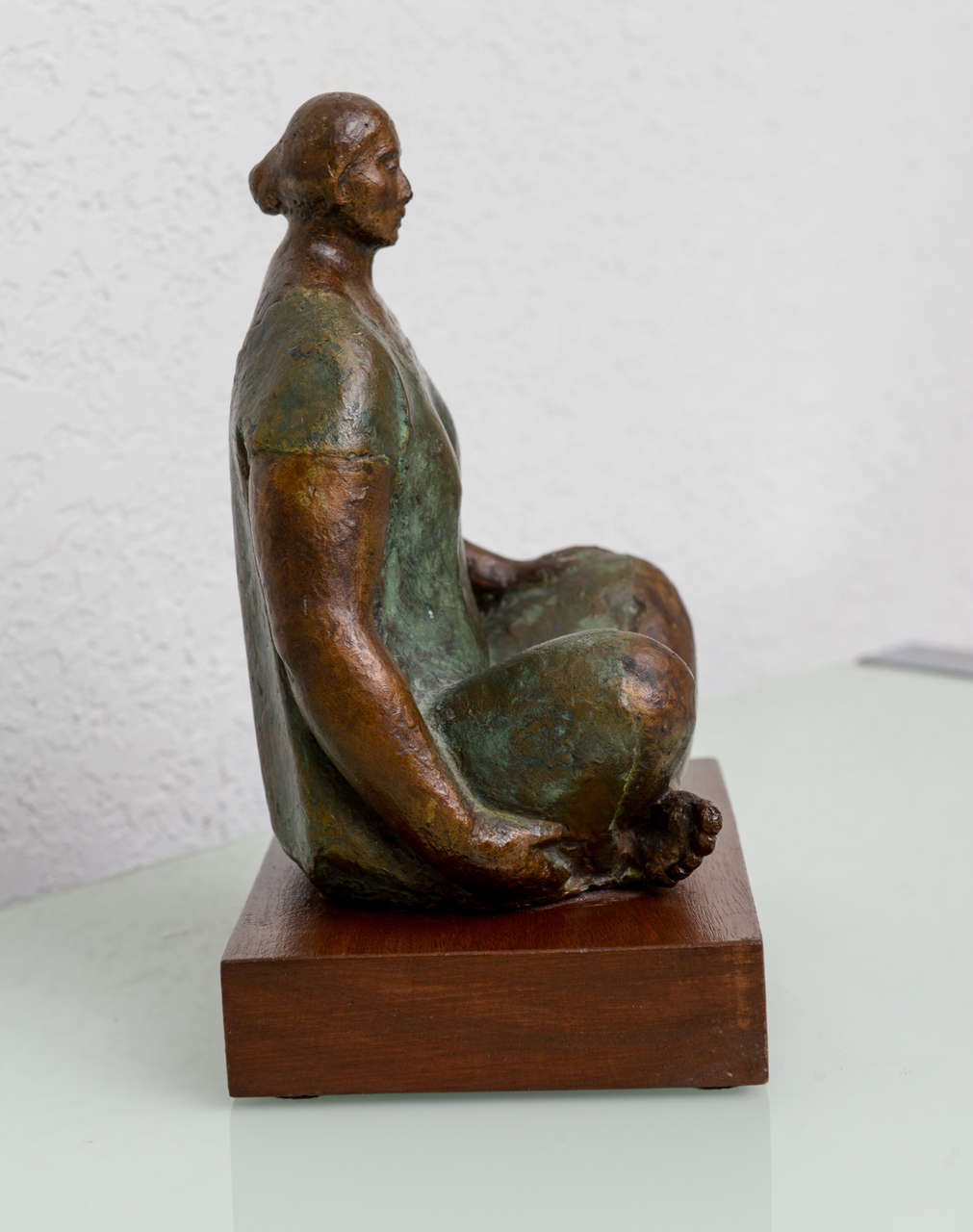 Mexican Bronze Seated Woman 1973 by Felipe Castaneda