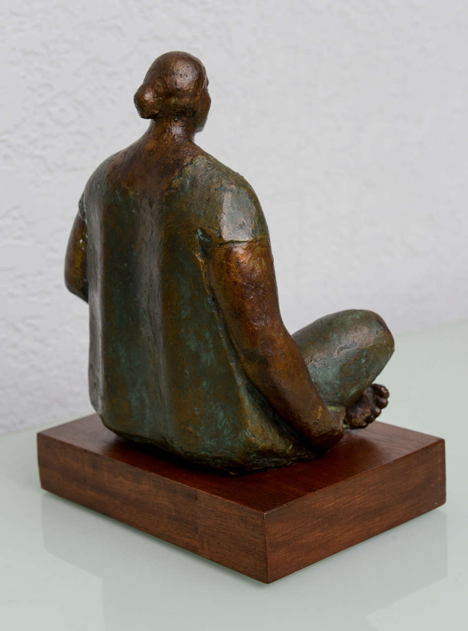 Patinated Bronze Seated Woman 1973 by Felipe Castaneda