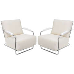 Pair of Chrome Deco Armchairs Attributed to Gilbert Rohde