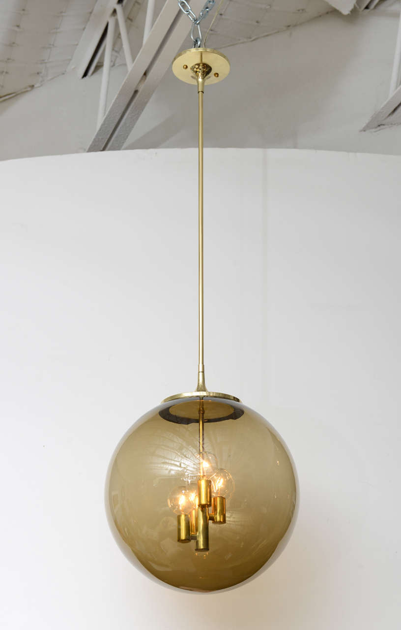 60's Brass Globe Pendant Light at 1stDibs