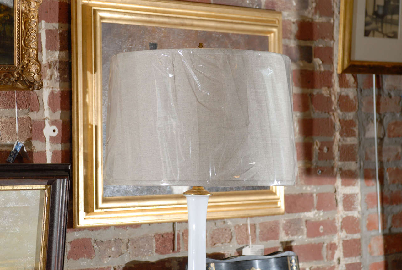 American Midcentury Murano White Glass Lamp For Sale