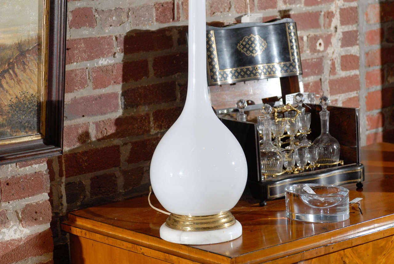 Mid-20th Century Midcentury Murano White Glass Lamp For Sale