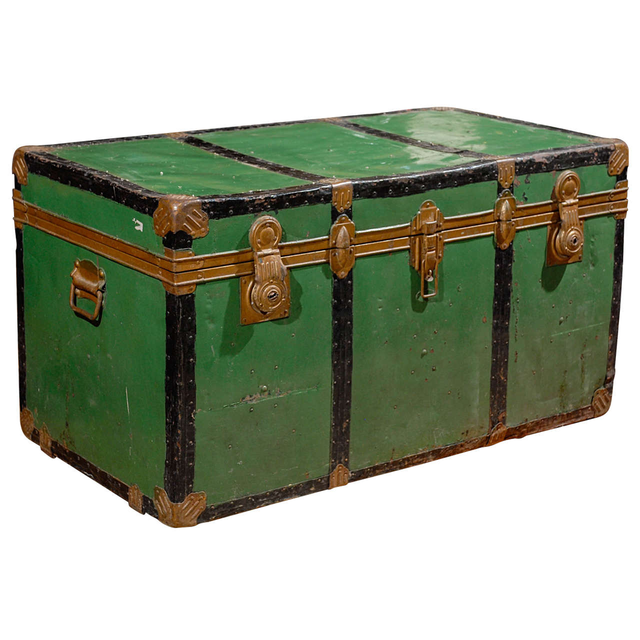 Antique Metal Steamer Trunk