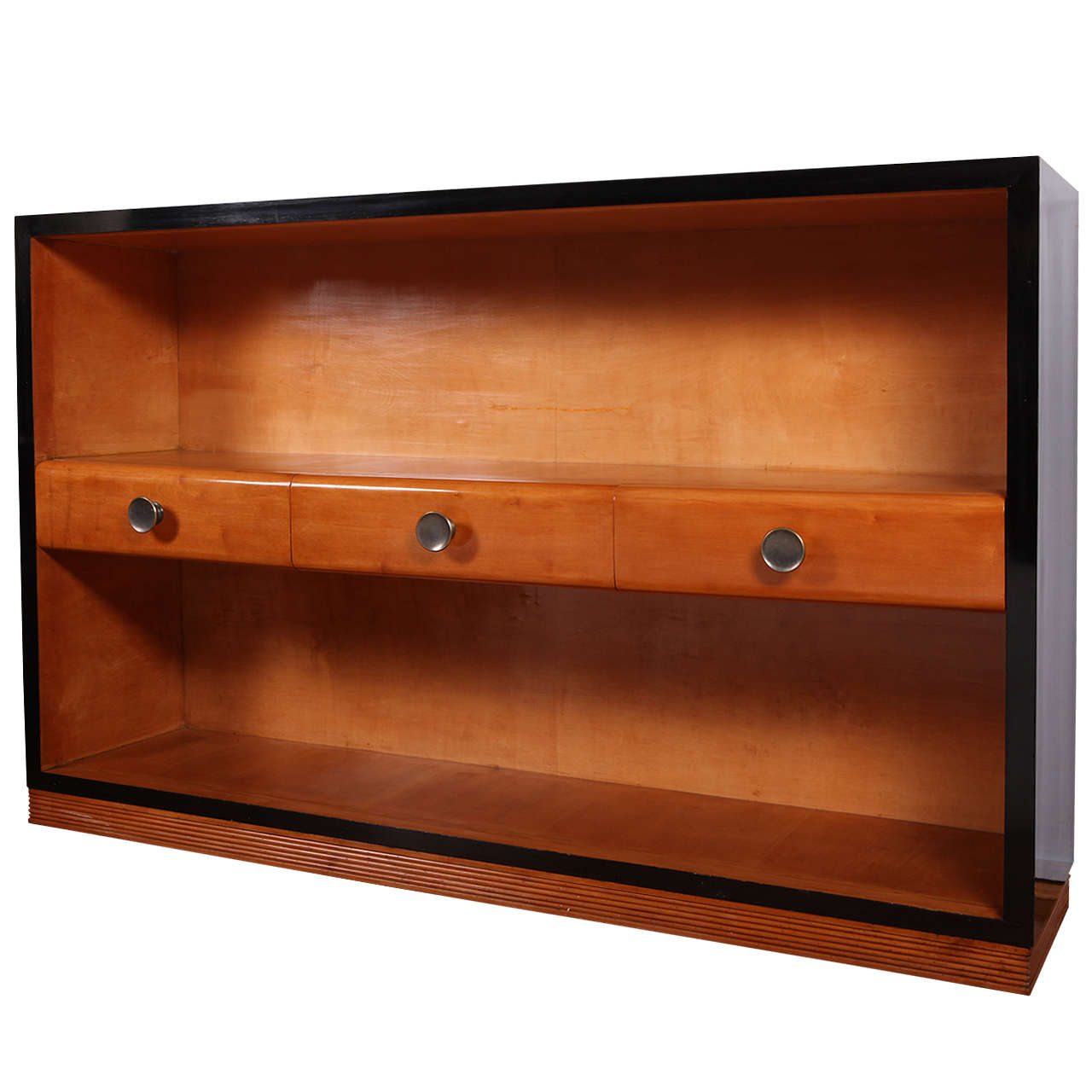 Art Deco Maple and Black Lacquered Wood Bookcase
