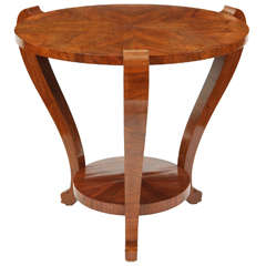 Vintage Walnut round Art Deco side table 1930's.