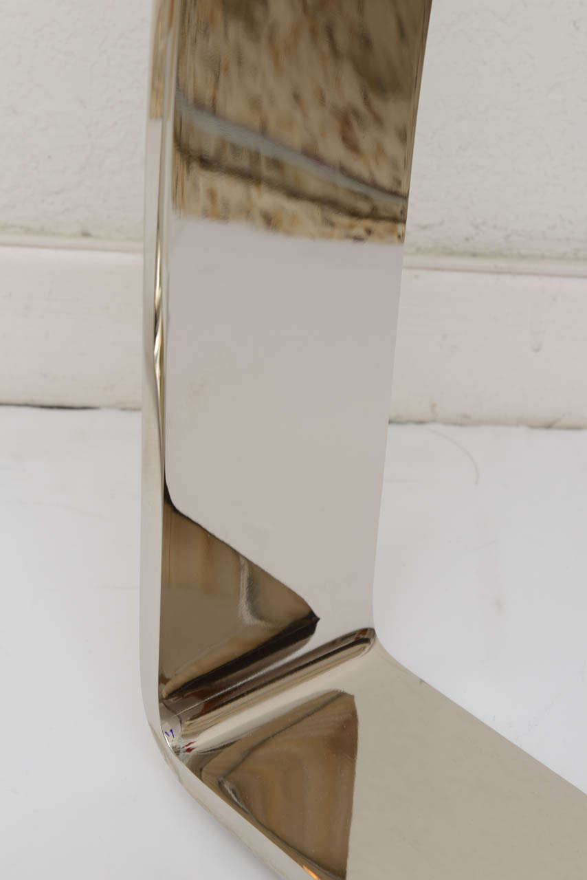 Pair of Side Tables Nickel-Plated and Glass 1