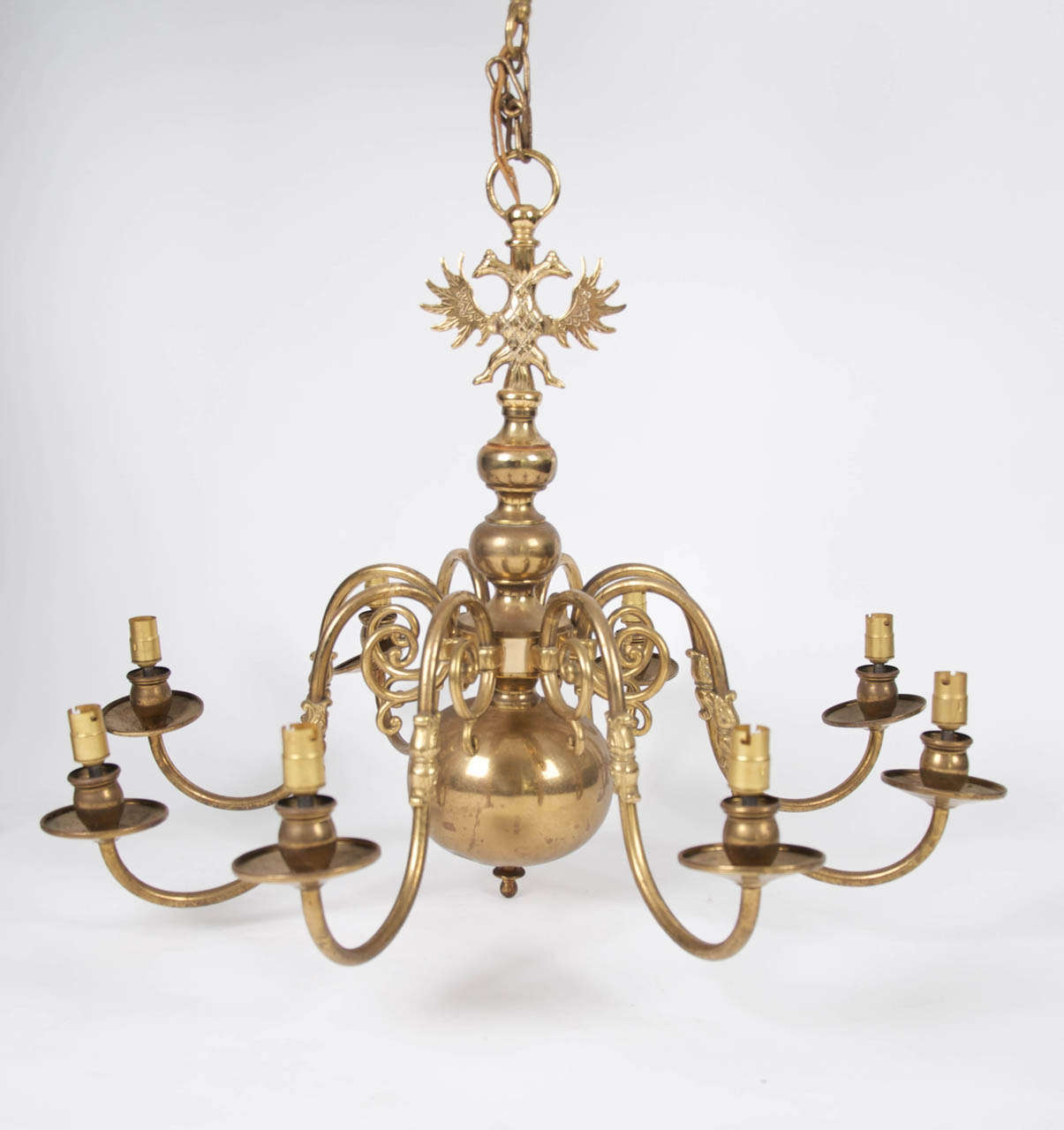 An early 20th century Flemish Chandelier, with double headed eagle motif.