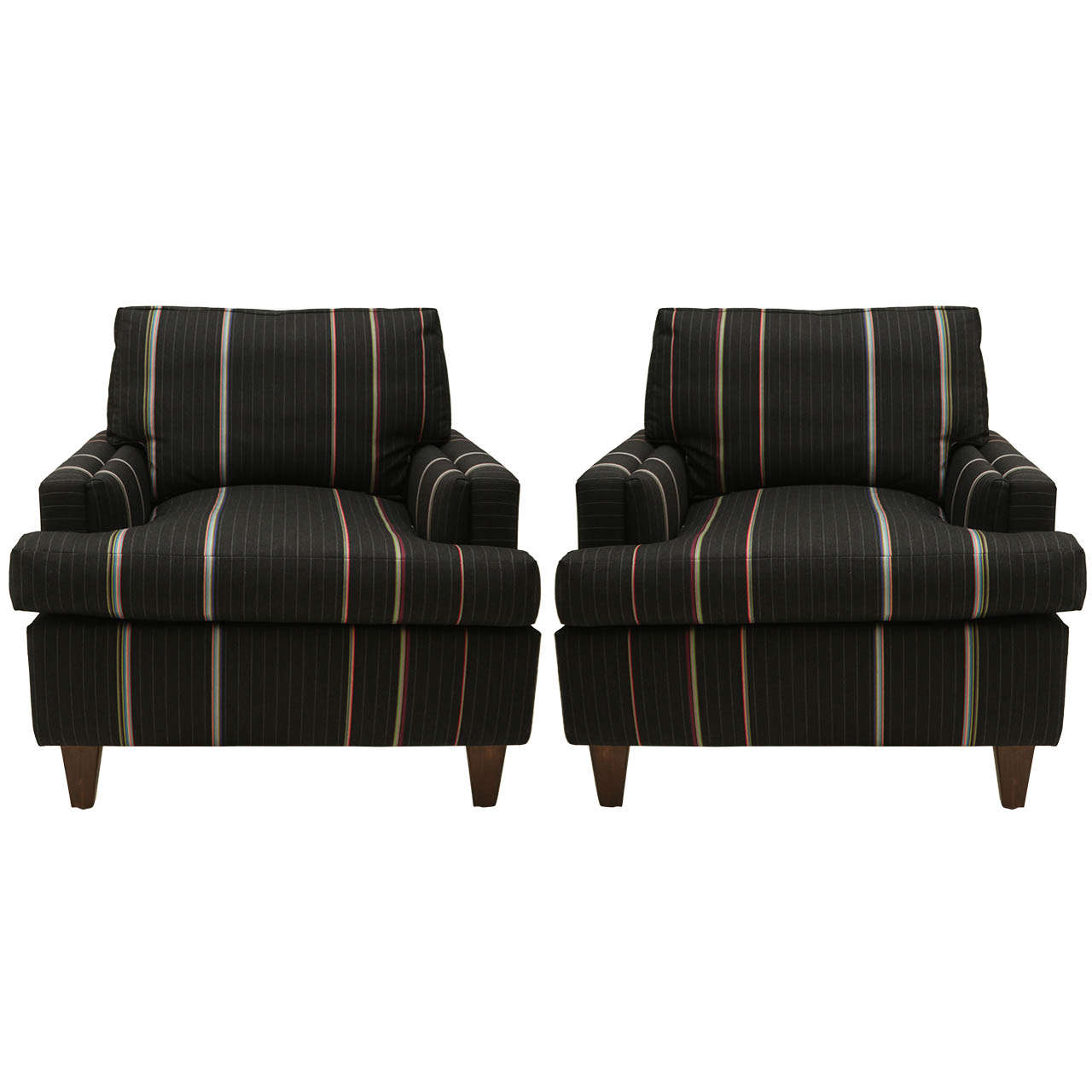 Handsome Pair of "Ledge Back" Club Chairs