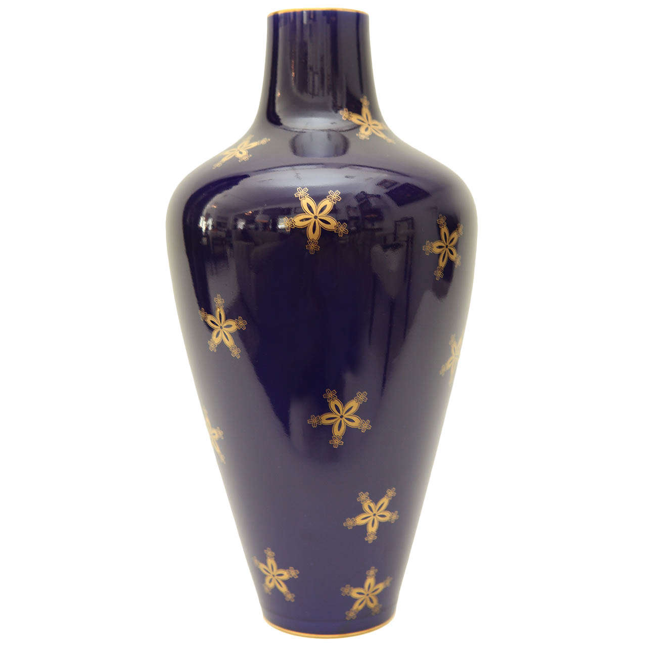 Cobalt Blue and Gold Vase by Sevres Porcelain