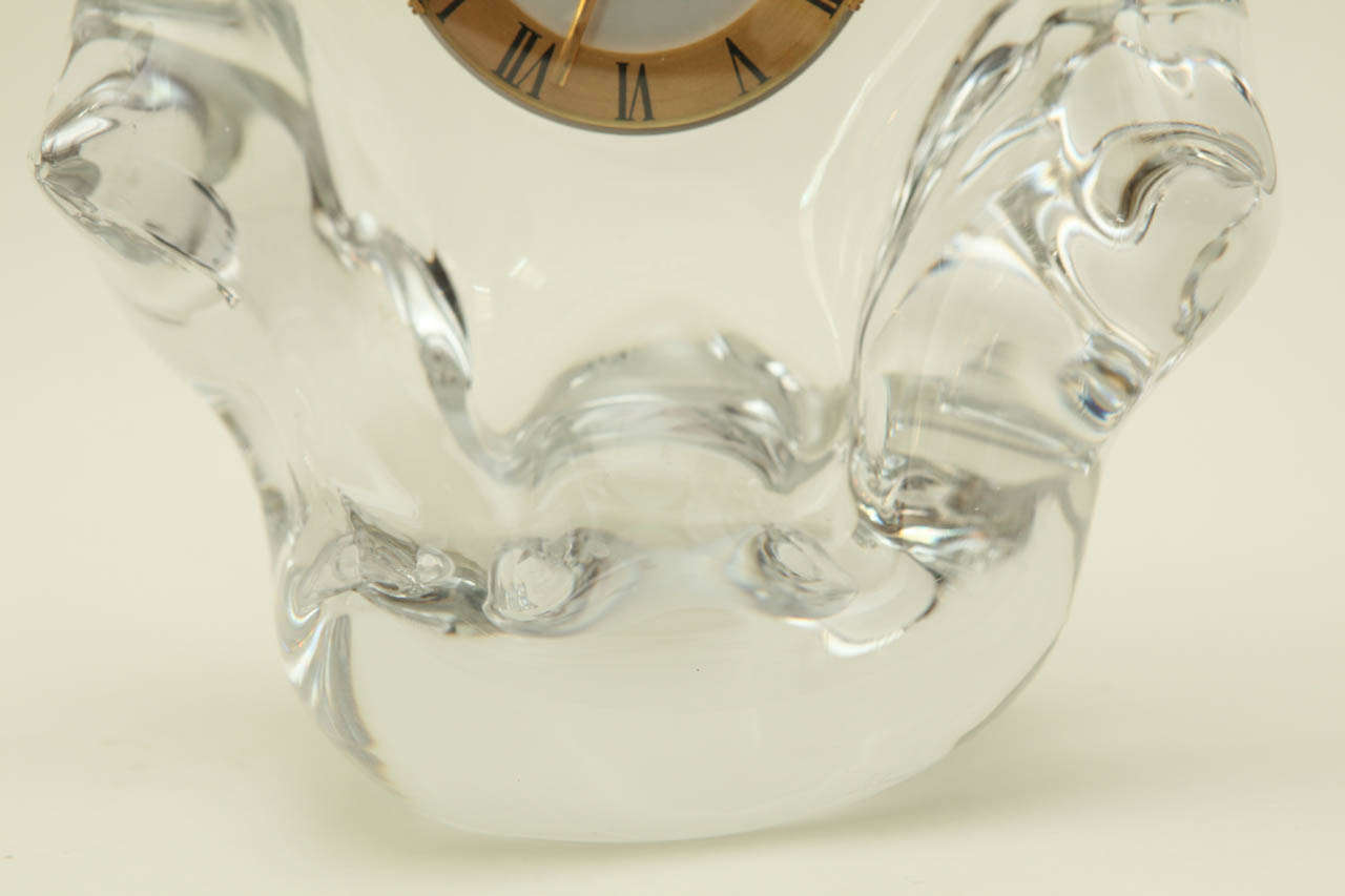 French Free Form Crystal Clock by Schneider Glass