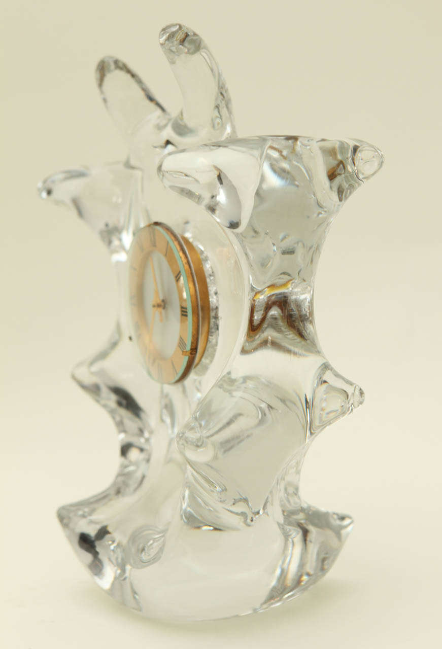 Free Form Crystal Clock by Schneider Glass In Excellent Condition In Palm Desert, CA