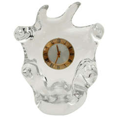 Kristall-Uhr in Freiform von Schneider Glass