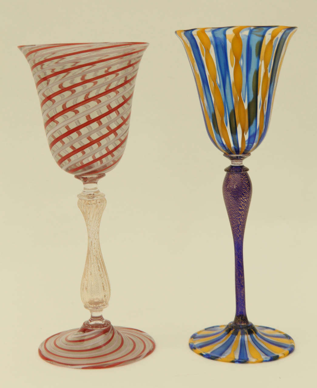 Italian Collection of Seven Venetian Glass Goblets