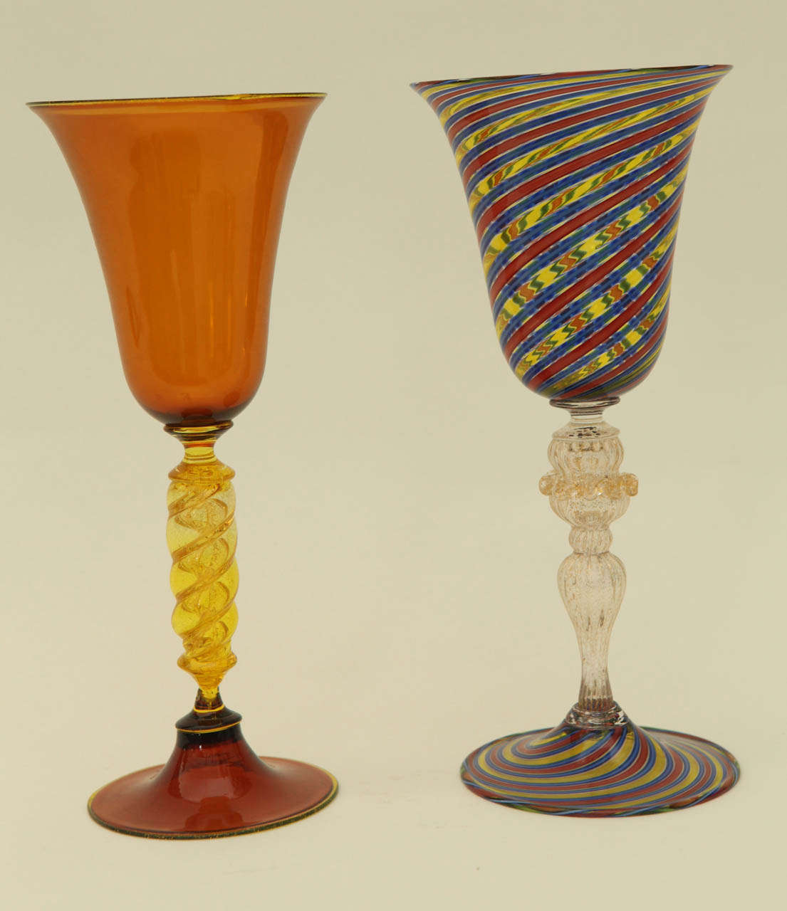 Collection of Seven Venetian Glass Goblets In Excellent Condition In Palm Desert, CA