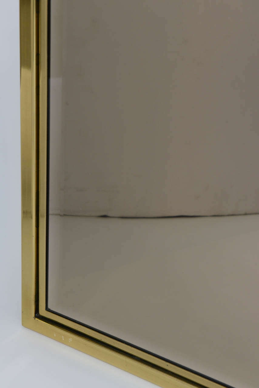 Mid-Century Modern  Drexel Heavy Brass Arched Beveled Glass Mirror Connisseur Collection 1981