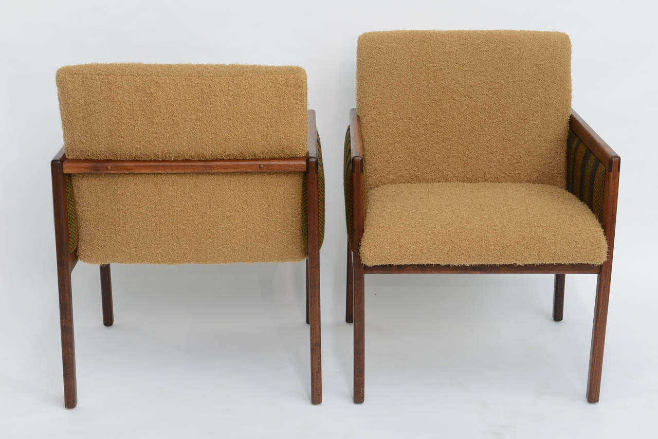 Mid-Century Modern 1960's Modern Mode of California Upholstered Walnut Armchairs