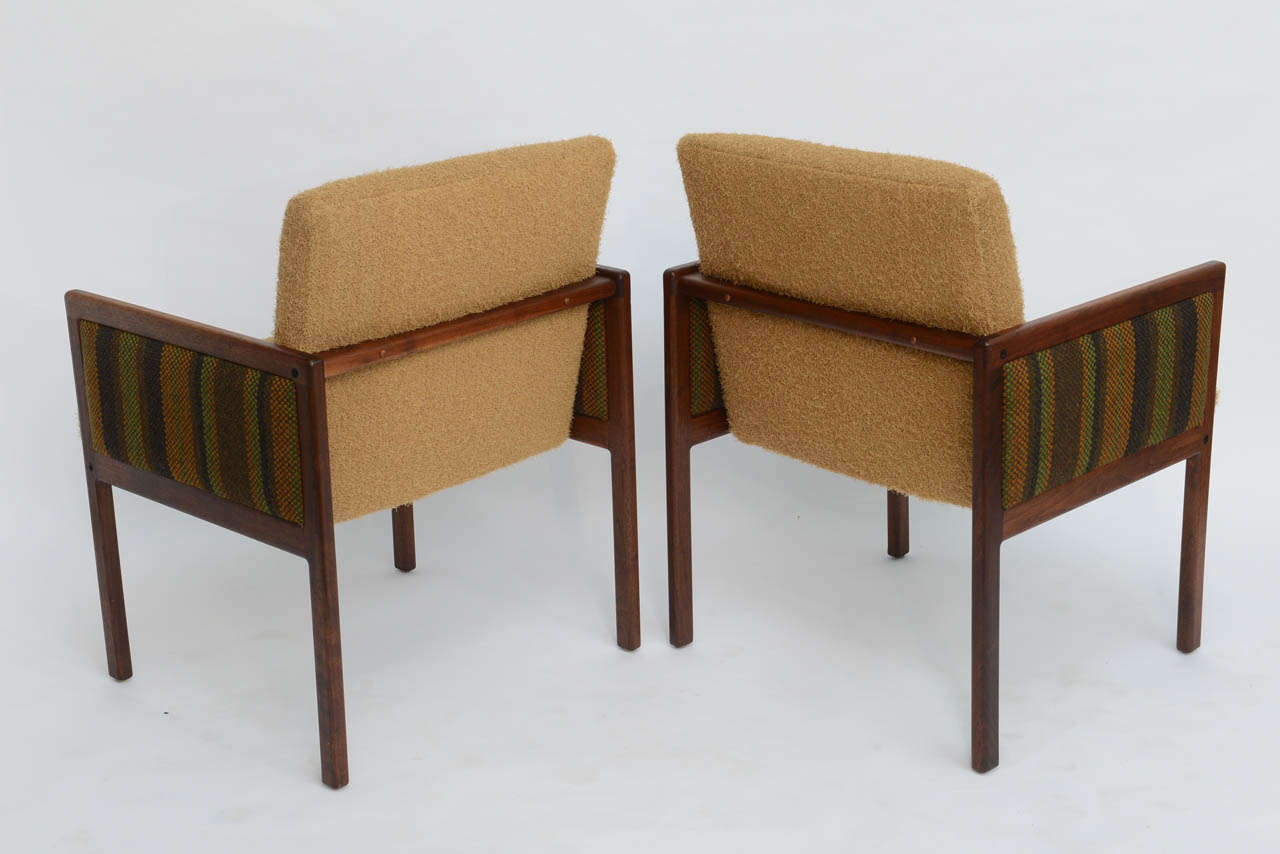 Mid-20th Century 1960's Modern Mode of California Upholstered Walnut Armchairs