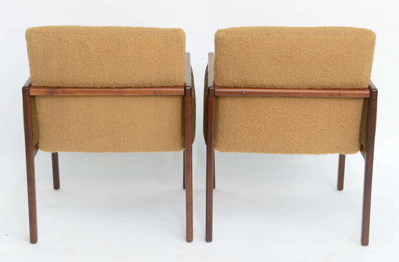 1960's Modern Mode of California Upholstered Walnut Armchairs 1