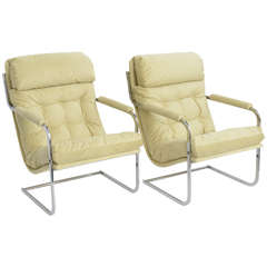 Exceptional Milo Baughman Style Cantilever Lounge Chairs 9