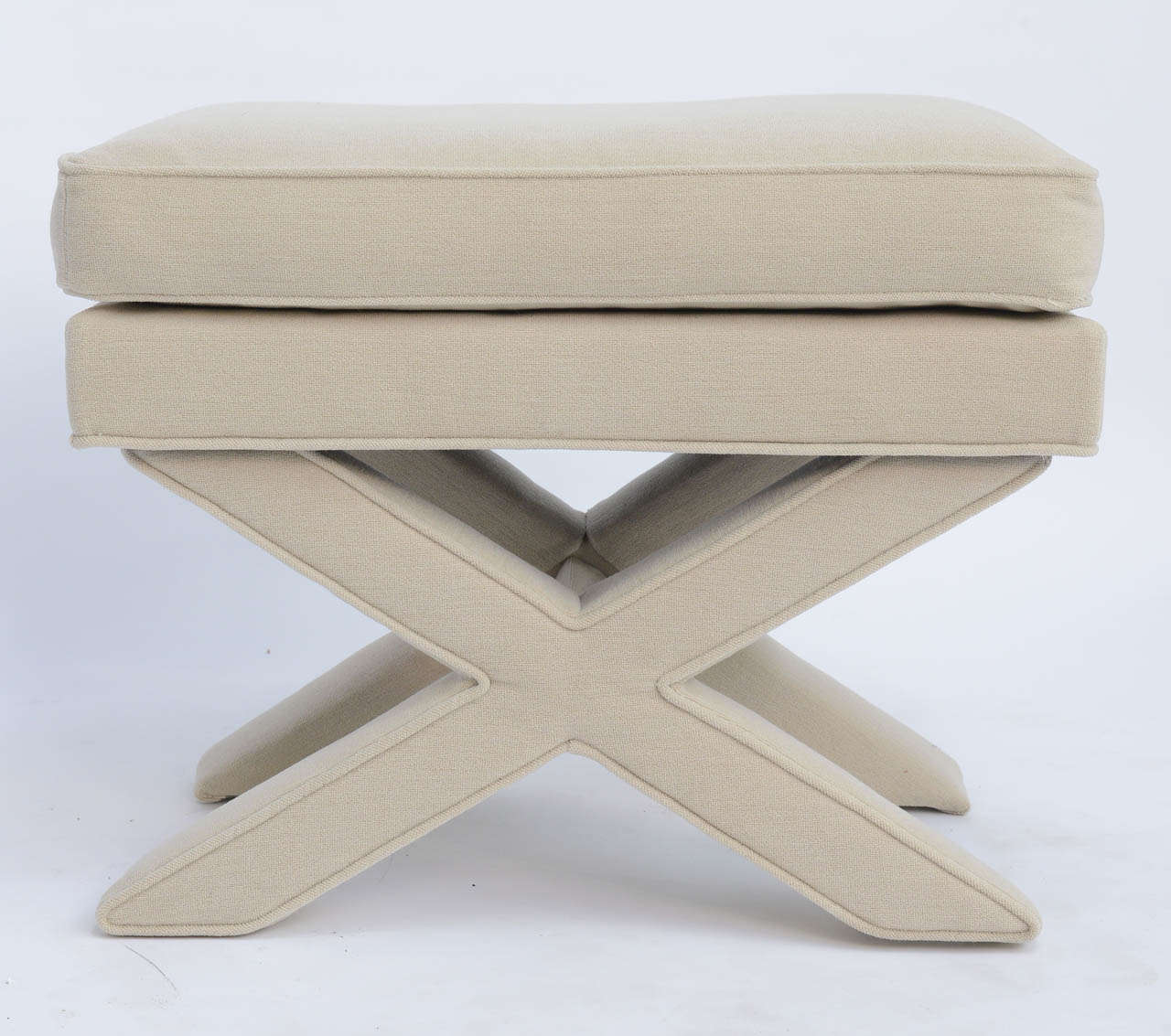Mid-Century Modern Billy Baldwin Style Upholstered X-Bench