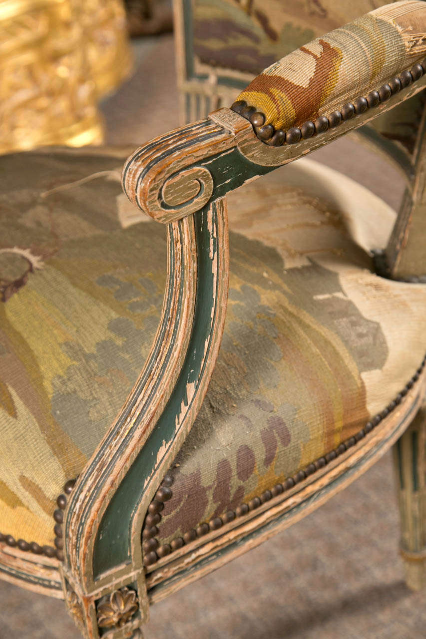 Pair of French Tapestry Armchairs For Sale at 1stDibs