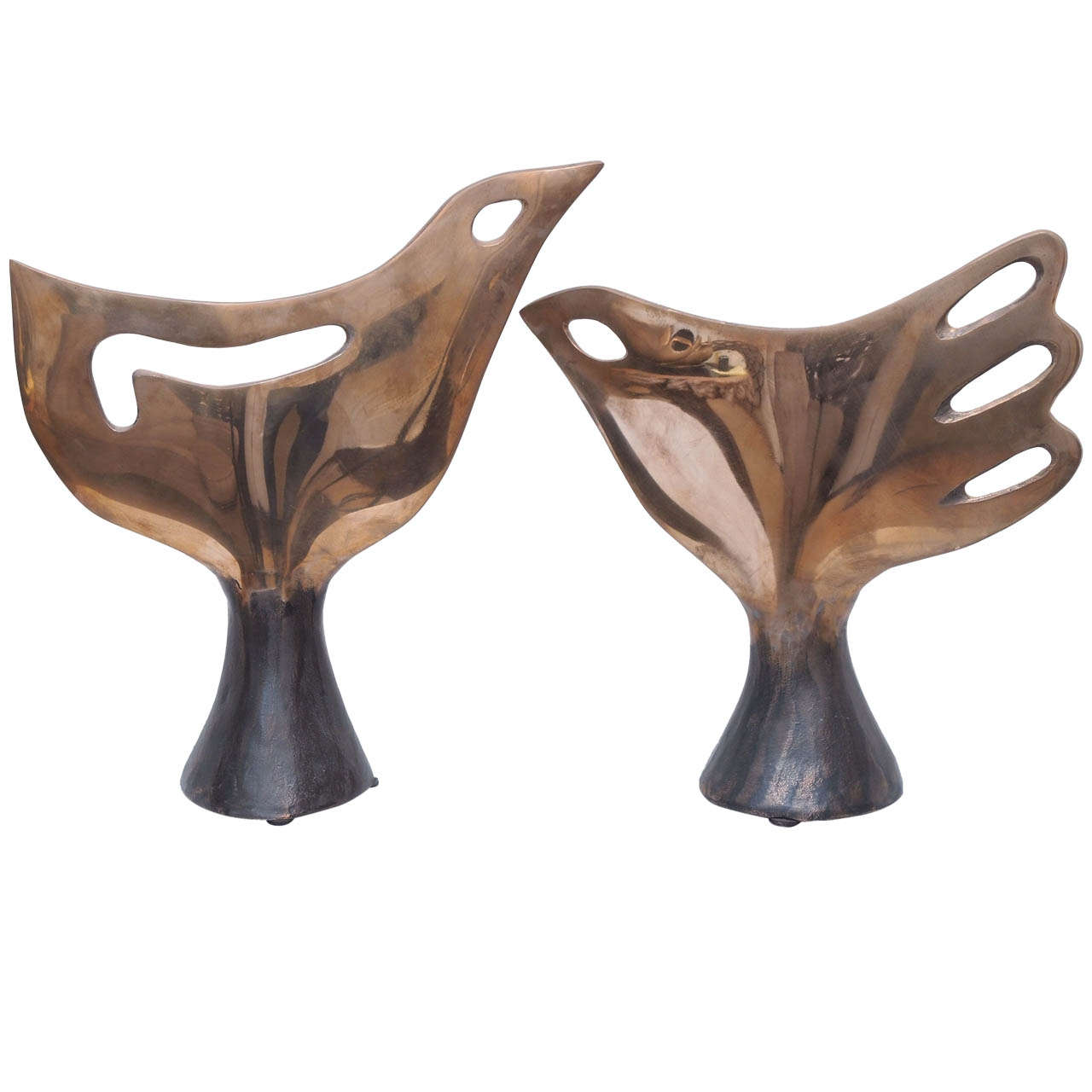 Two Extraordinary Bronze Lamps by Leon Calderi For Sale