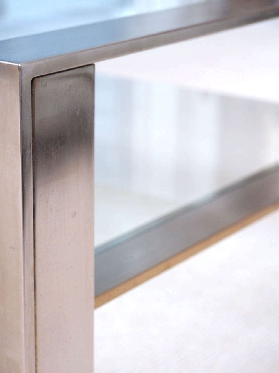 Unknown Handsome Coffee Table in Brushed Stainless Steel