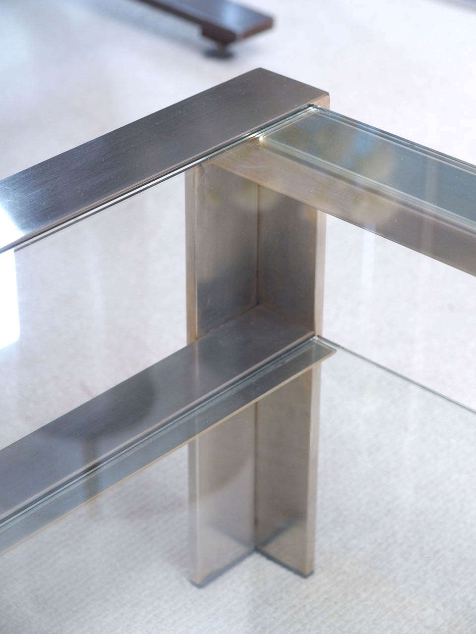 20th Century Handsome Coffee Table in Brushed Stainless Steel