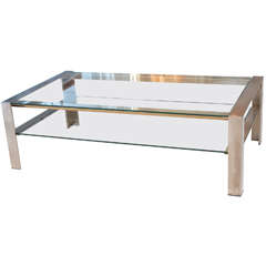 Handsome Coffee Table in Brushed Stainless Steel