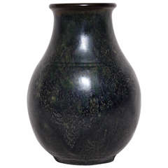 Emile Decoeur French Art Deco Dark Blue Stoneware Vase
