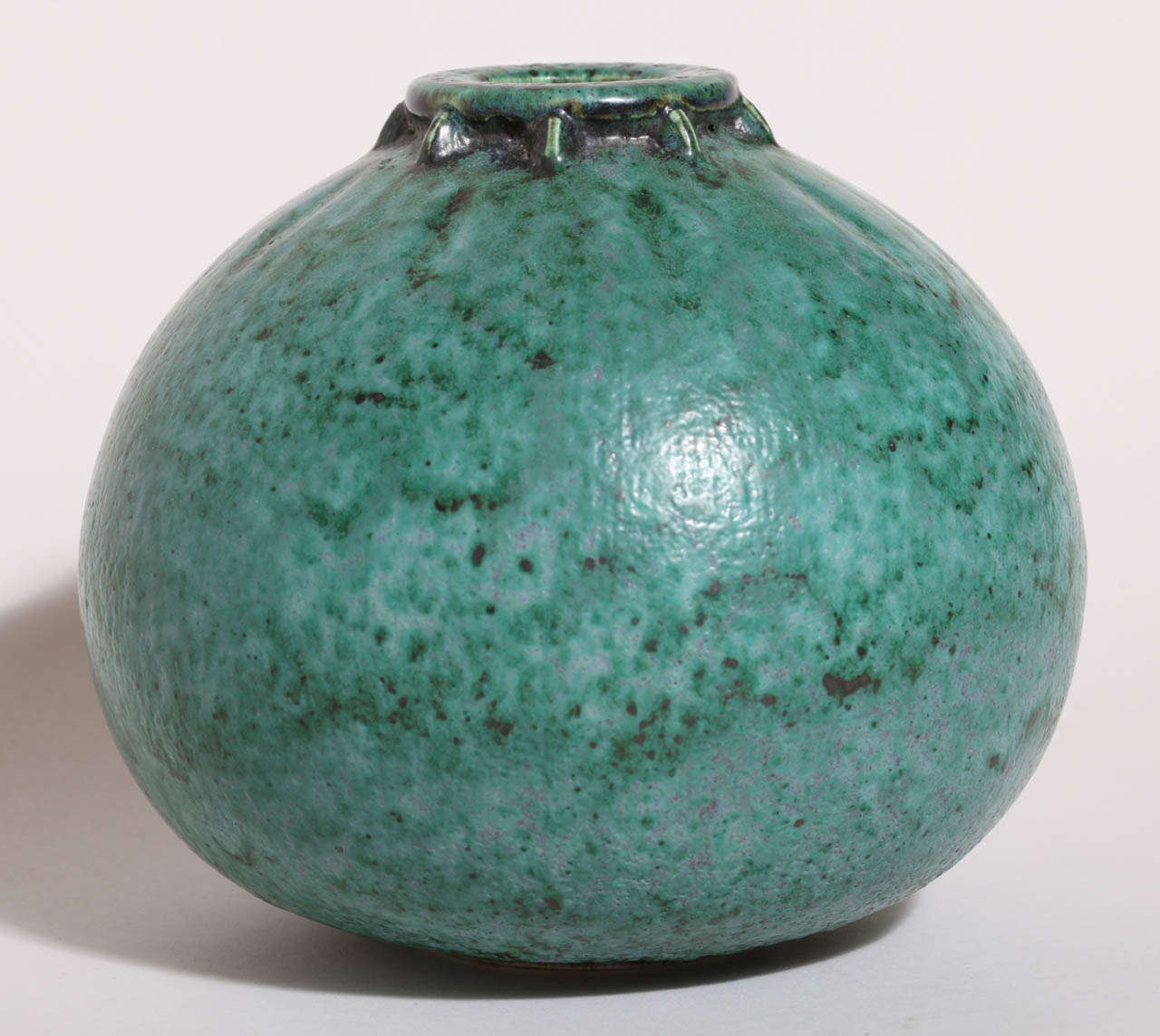 Emile Decoeur French Art Deco Turquoise Stoneware Vase In Excellent Condition For Sale In New York, NY