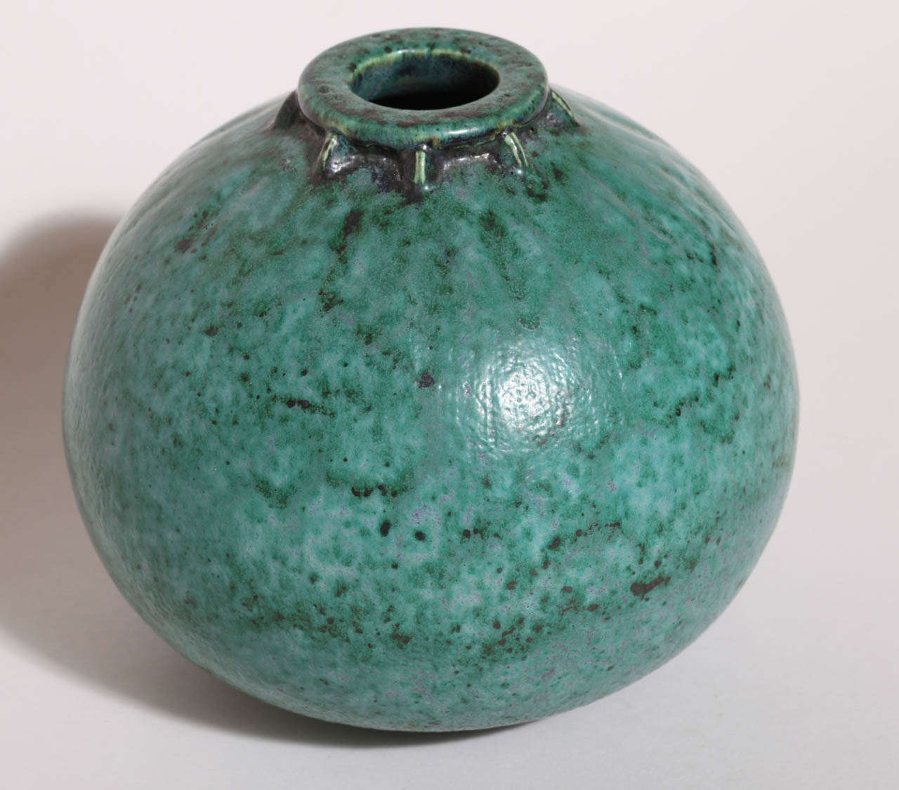 20th Century Emile Decoeur French Art Deco Turquoise Stoneware Vase For Sale