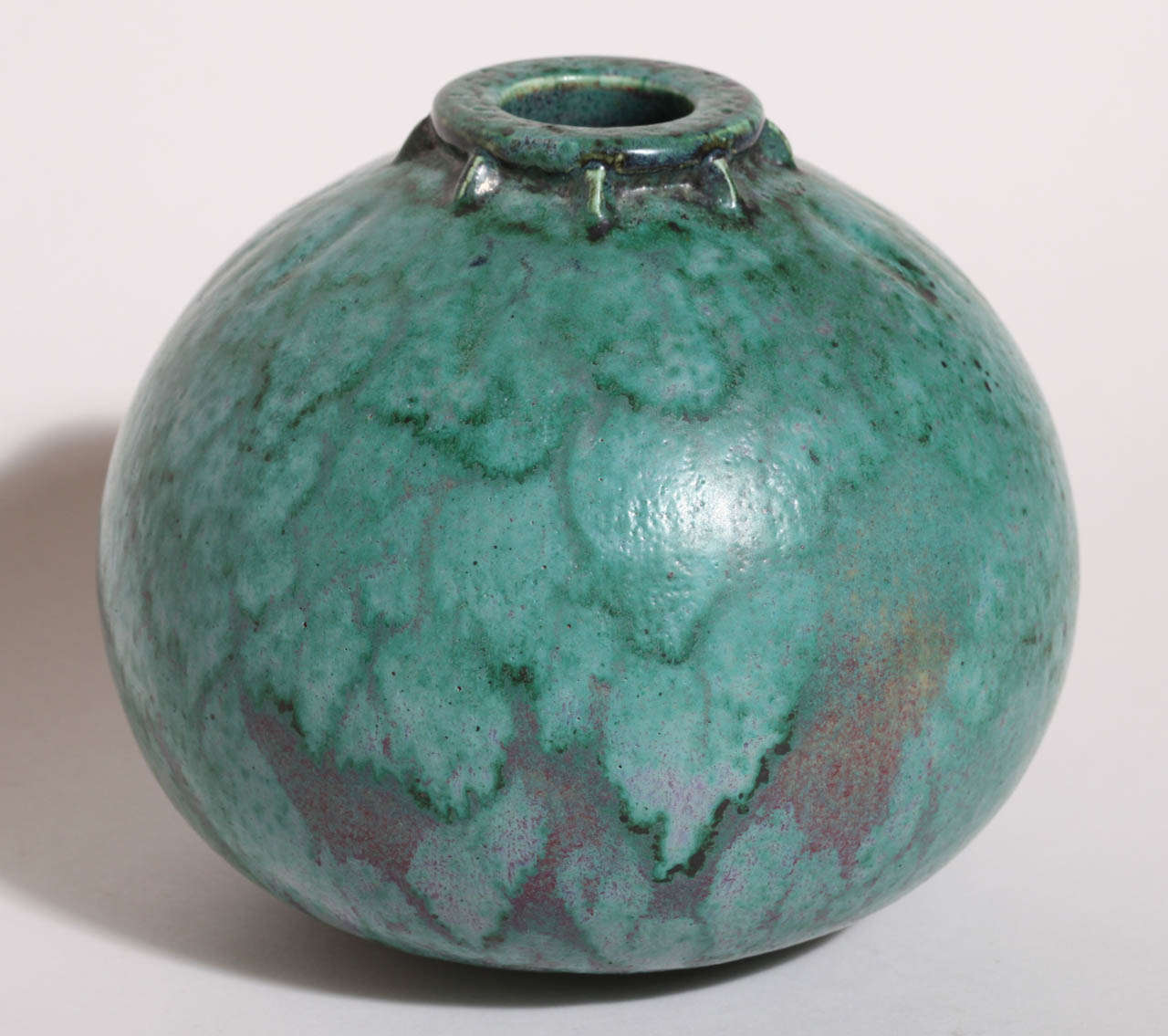 Emile Decoeur French Art Deco Turquoise Stoneware Vase For Sale 2
