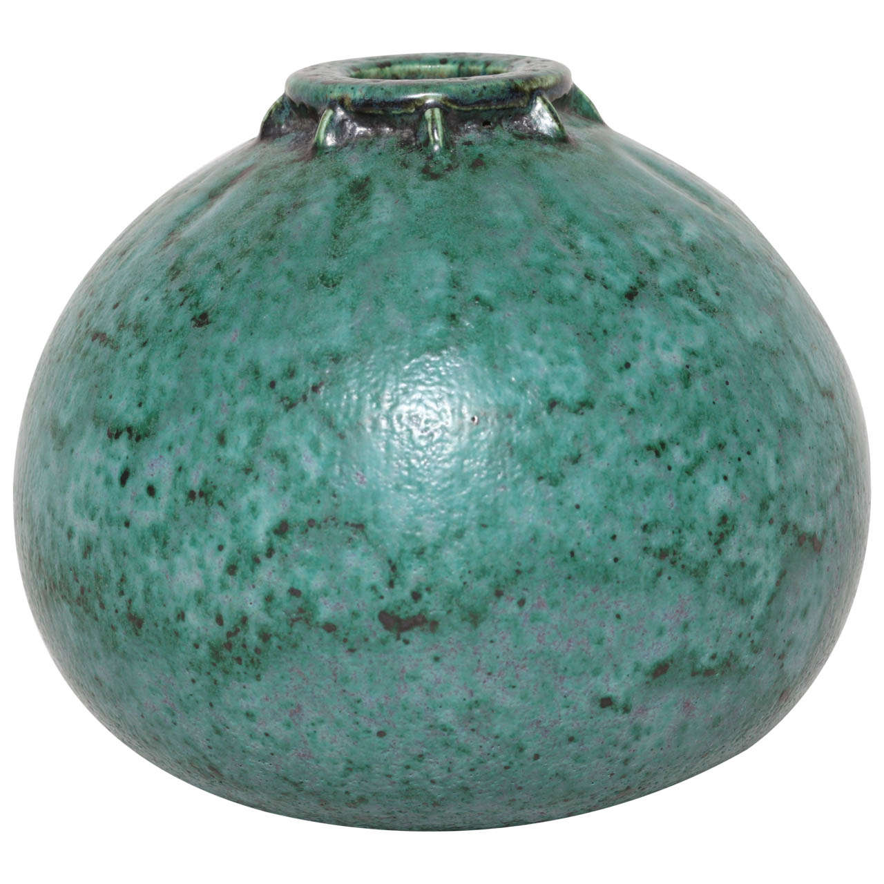 Emile Decoeur French Art Deco Turquoise Stoneware Vase For Sale