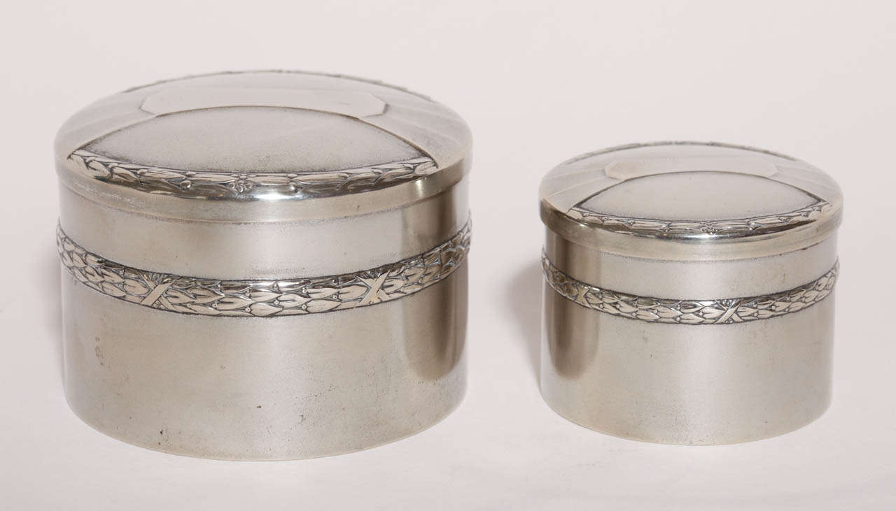 WMF German Art Deco Pair of Round Silver Plated Boxes 2