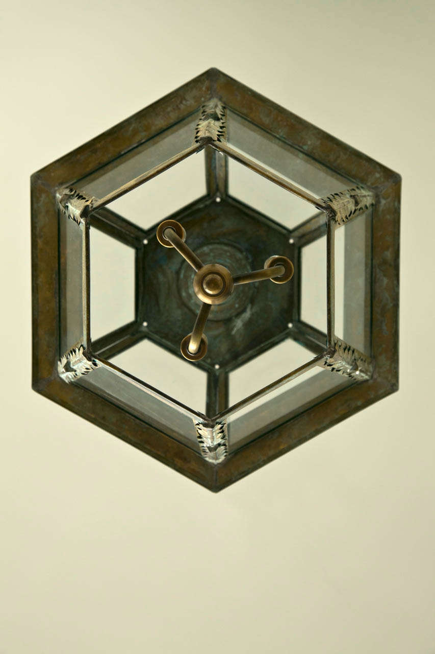 Contemporary Italian Antiqued Hexagonal Lantern