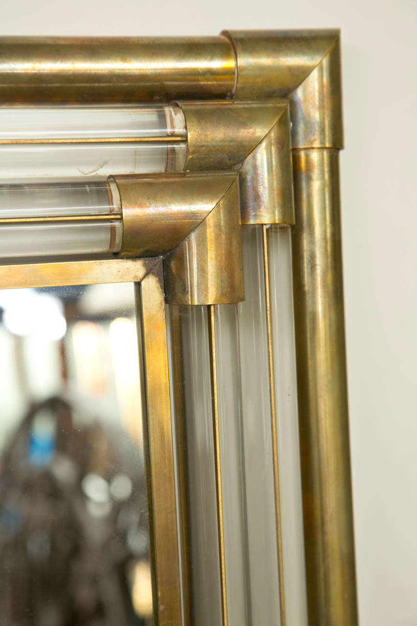 Three Tier Brass Mirror In Excellent Condition In Westport, CT