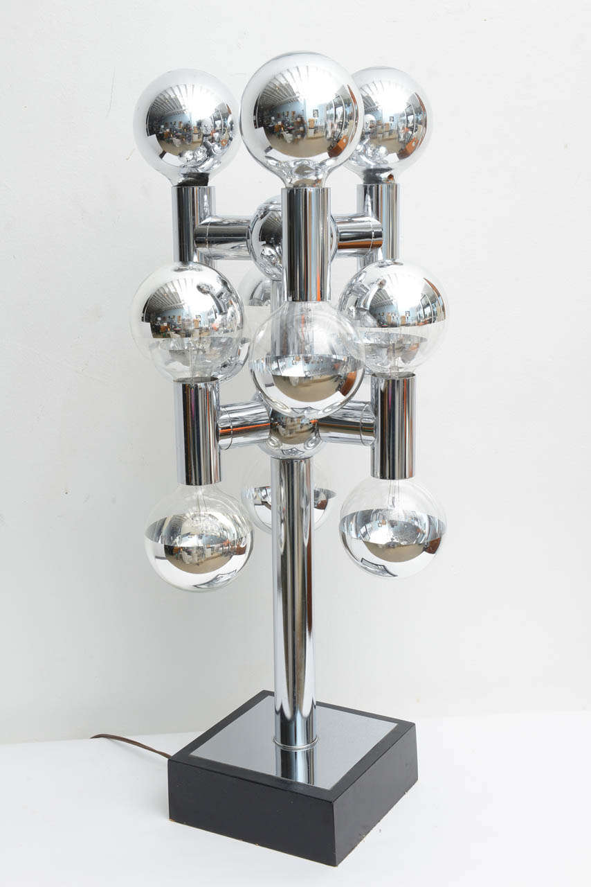 Mid-Century Modern Monumental 1970, s Pair Of Sonneman  Chrome Sculptural  Sputnik Lamps