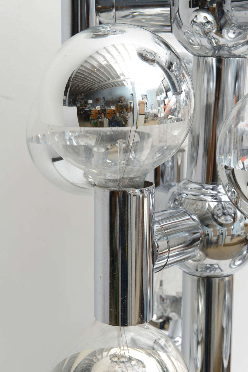 Late 20th Century Monumental 1970, s Pair Of Sonneman  Chrome Sculptural  Sputnik Lamps