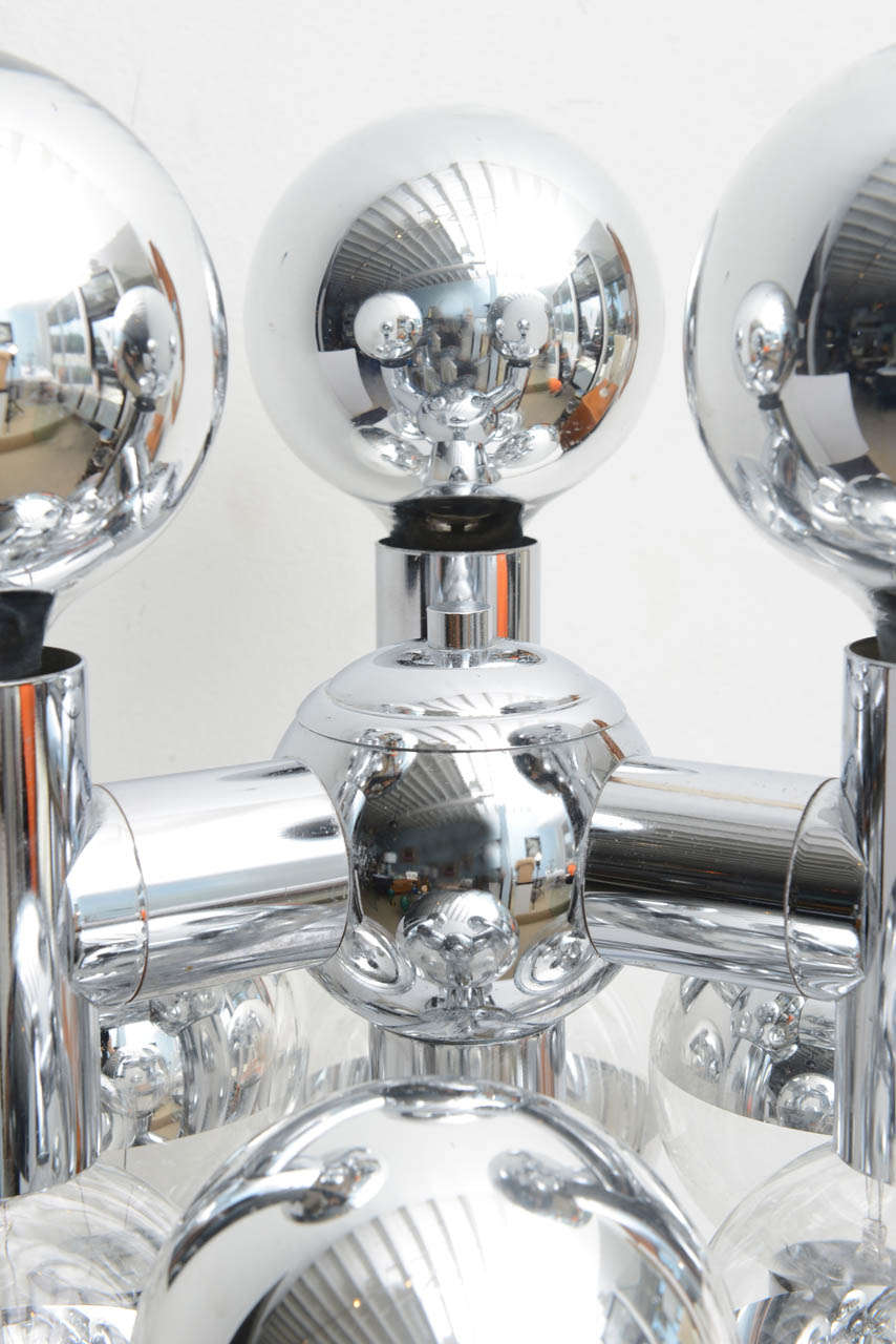 Monumental 1970, s Pair Of Sonneman  Chrome Sculptural  Sputnik Lamps 4